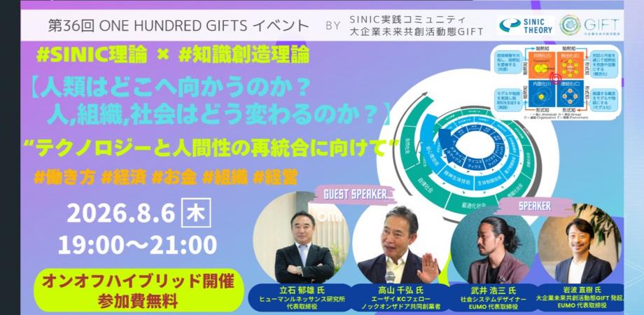 #SINIC理論 × #知識創造理論<br/>人類はどこへ向かうのか？人・組織・社会はどう変わるのか？
